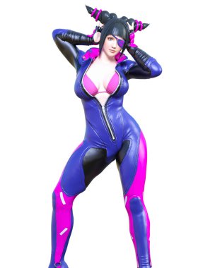 3d çizgi roman cosplay anime kız.