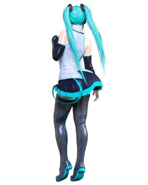 3d çizgi roman cosplay anime kız.