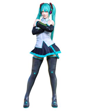3d çizgi roman cosplay anime kız.