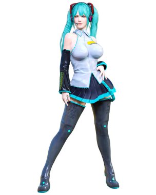 3d çizgi roman cosplay anime kız.