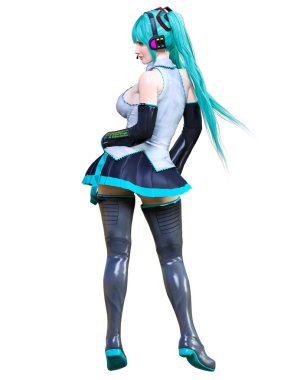 3d çizgi roman cosplay anime kız.