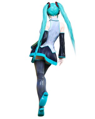 3d çizgi roman cosplay anime kız.