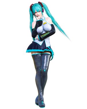 3d çizgi roman cosplay anime kız.