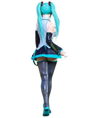 3d çizgi roman cosplay anime kız.