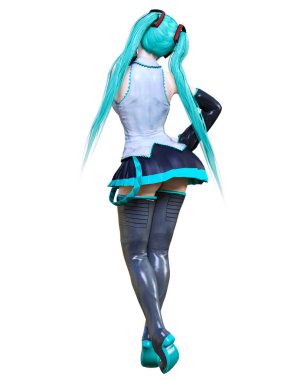 3d çizgi roman cosplay anime kız.