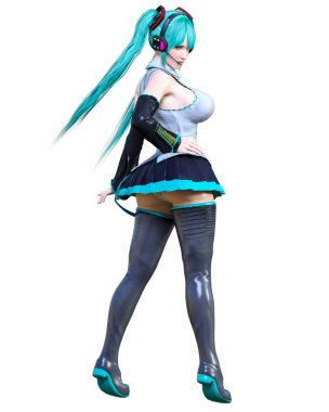 3d çizgi roman cosplay anime kız.