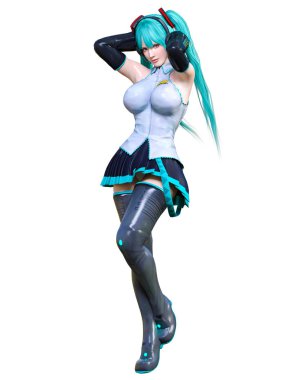 3d çizgi roman cosplay anime kız.