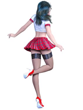 Okul üniformalı kadın..