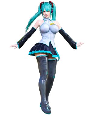 3d çizgi roman cosplay anime kız.