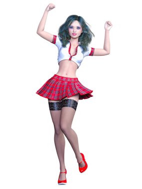 Okul üniformalı kadın..