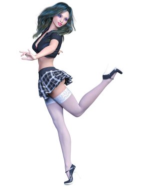 Okul üniformalı kadın..