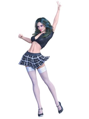 Okul üniformalı kadın..