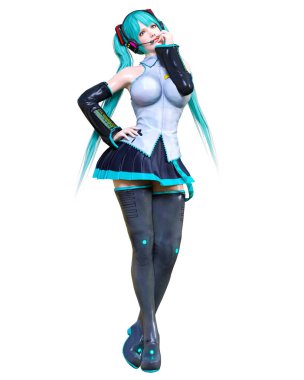 3d çizgi roman cosplay anime kız.