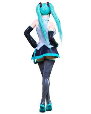 3d çizgi roman cosplay anime kız.