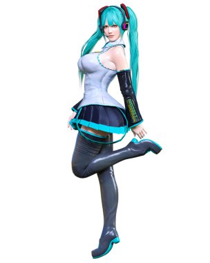 3d çizgi roman cosplay anime kız.