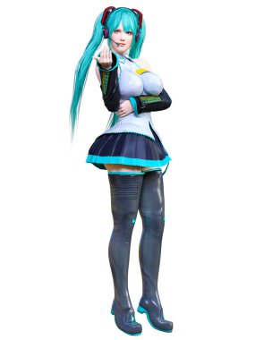 3d çizgi roman cosplay anime kız.