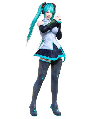 3d çizgi roman cosplay anime kız.