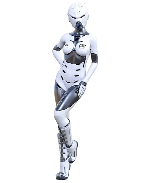 로봇 여자입니다. 매트 금속 드로이드. 인공 지능. — 스톡 사진