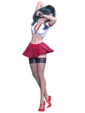 Okul üniformalı kadın..