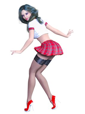 Okul üniformalı kadın..