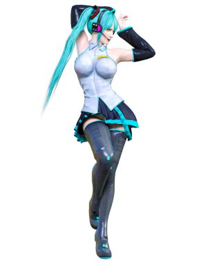 3d çizgi roman cosplay anime kız.