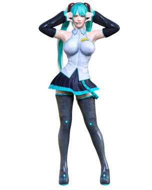 3d çizgi roman cosplay anime kız.