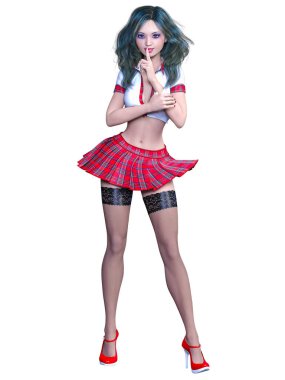 Okul üniformalı kadın..