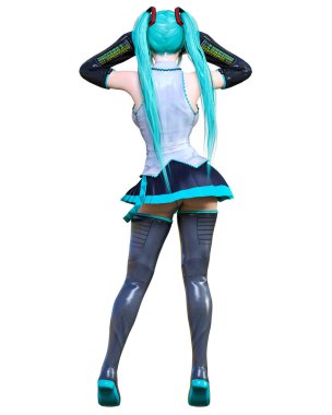 3d çizgi roman cosplay anime kız.