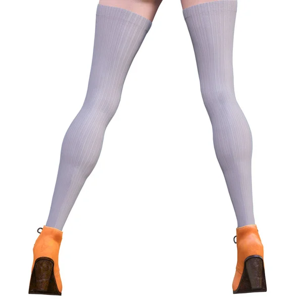Vackra kvinnliga ben ull leggings och halv pärlor. — Stockfoto