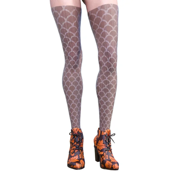 Schöne weibliche Beine wollene Leggings und Halbeperlen. — Stockfoto