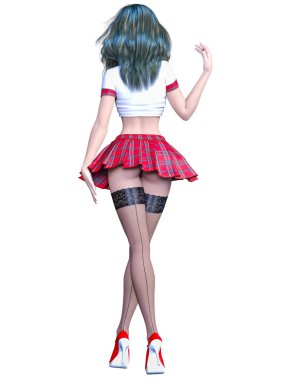 Okul üniformalı kadın..