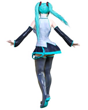 3d çizgi roman cosplay anime kız.