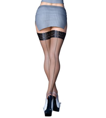 Uzun ince seksi bacaklar kadın kısa etek çorap.