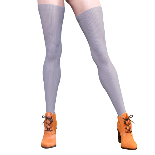 Pernas femininas bonitas leggings lã e meias-contas . — Fotografia de Stock