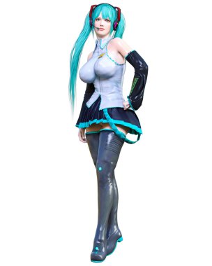 3d çizgi roman cosplay anime kız.