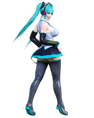 3d çizgi roman cosplay anime kız.