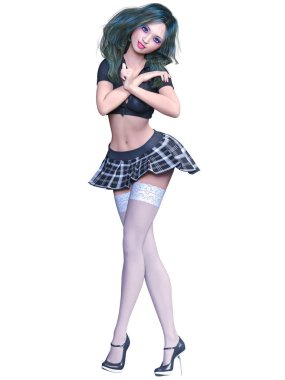 Okul üniformalı kadın..