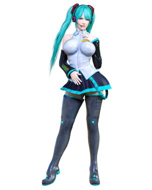 3d çizgi roman cosplay anime kız.