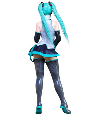 3d çizgi roman cosplay anime kız.