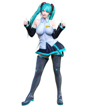 3d çizgi roman cosplay anime kız.