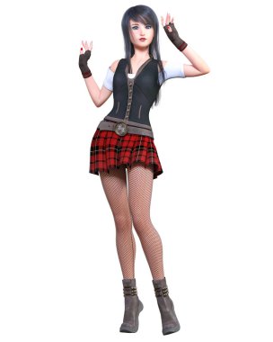 Okul üniformalı kadın..