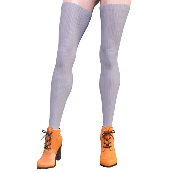 Schöne weibliche Beine wollene Leggings und Halbeperlen. — Stockfoto