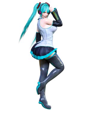 3d çizgi roman cosplay anime kız.