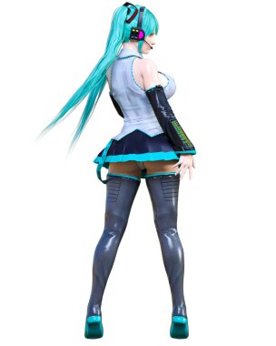 3d çizgi roman cosplay anime kız.