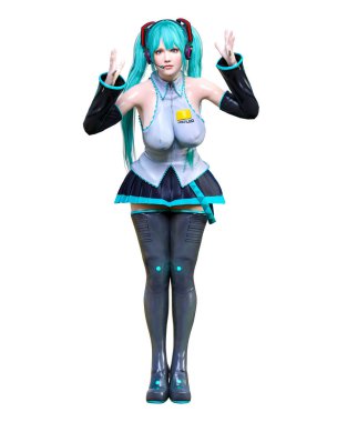 3d çizgi roman cosplay anime kız.