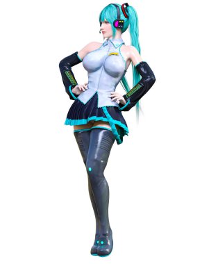 3d çizgi roman cosplay anime kız.