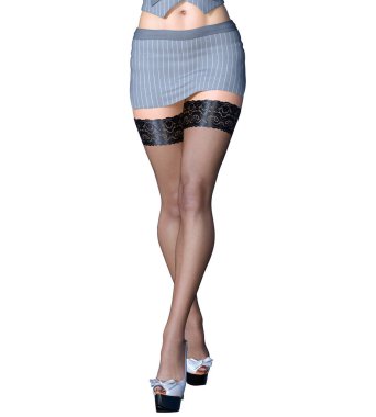 Uzun ince seksi bacaklar kadın kısa etek çorap.