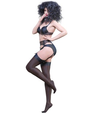 güzel bir kadın iç çamaşırı ve çorap.