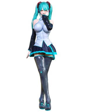 3d çizgi roman cosplay anime kız.