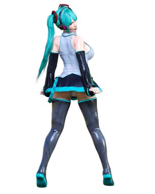 3d çizgi roman cosplay anime kız.